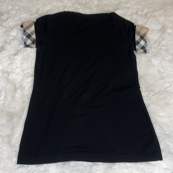 Authentic Burberry Cotton round-collar checked cuff T-shirt - Picture 8 of 9